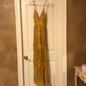 Mustard lace overlay maxi